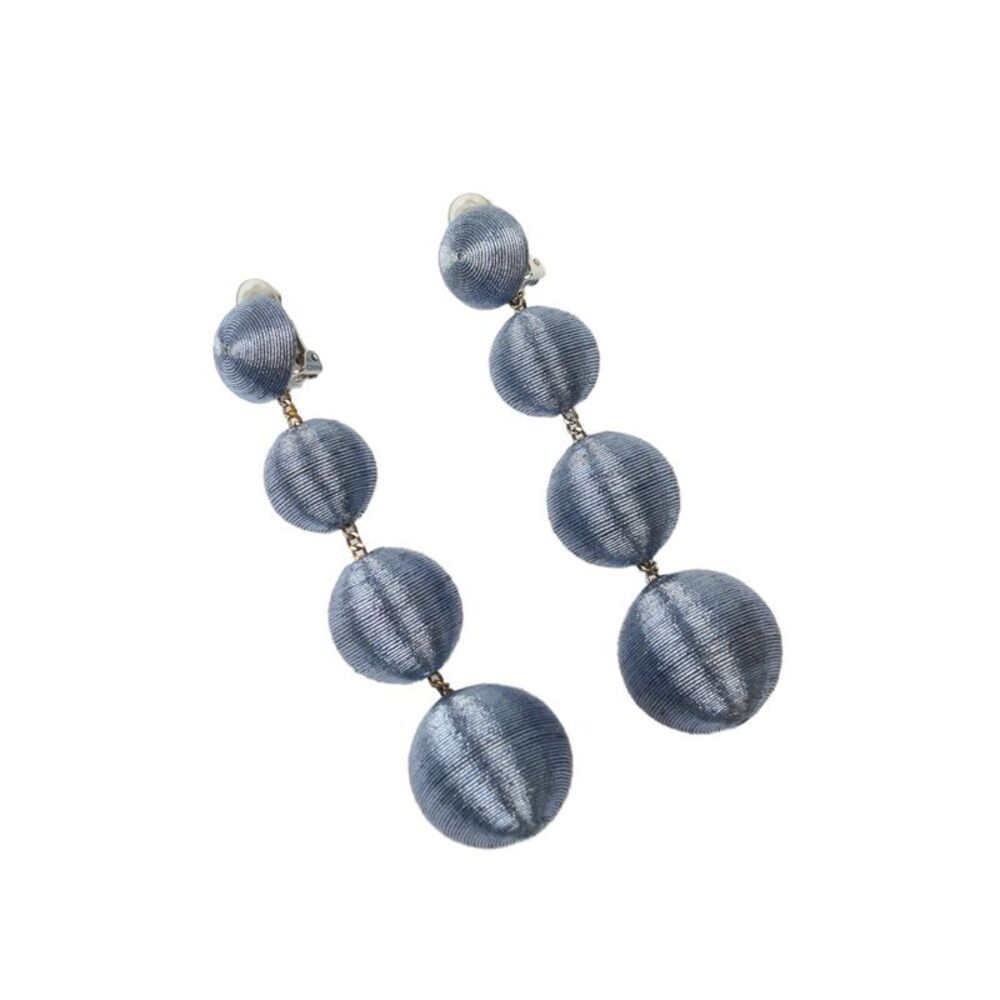 Rebecca de Ravenel Womens Light Blue Silk Cord 4 Drop ClipOn Earrings OS